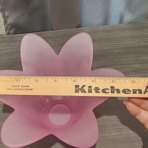 Vintage Frosted Pink Glass Tulip Shaped Vase / Votive Holder - Picture 5 of 6